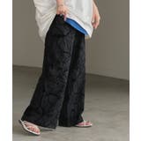 ブラック | パンツ ワイド 花柄 | HUG.U