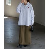 ブルー(刺繍あり) | シャツ ストライプ レディース | HUG.U