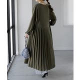 カーキ | ワンピース プリーツ ノーカラ― | HUG.U