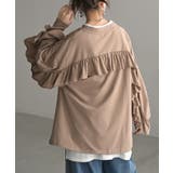 アッシュベージュ | ロンT Vネック フリル | HUG.U