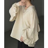 クリーム | ロンT Vネック フリル | HUG.U