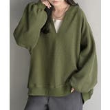 カーキ | ロンT ワッフル キーネック | HUG.U