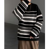 ブラック×ホワイト | ニット ボーダー スポンジニット | HUG.U