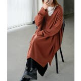 レッド | ニット ロング Vネック | HUG.U