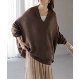 ブラウン | ニット Vネック コクーン | HUG.U