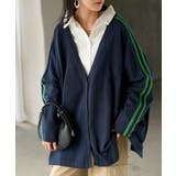 ネイビー×グリーン | カーディガン ニット ライン | HUG.U