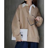 サンドベージュ | ラガーシャツ スウェット チュニック | HUG.U