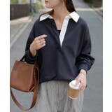 ネイビー | ラガーシャツ スウェット チュニック | HUG.U