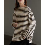 ベージュ×ブラック | カットソー ロンT ボーダー | HUG.U