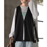 ブラック | ジレ ロング 深V | HUG.U