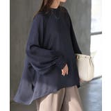 ネイビー | ブラウス レディース ノーカラー | HUG.U