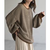 ベージュ×ブラウン | ニット バイカラー リブ編み | HUG.U