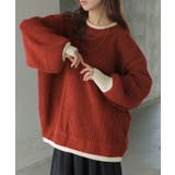 レッド×ホワイト | ニット バイカラー リブ編み | HUG.U