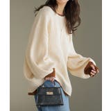 ホワイト×ブラウン | ニット バイカラー リブ編み | HUG.U