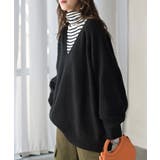 ブラック | ニット Vネック モヘアタッチ | HUG.U