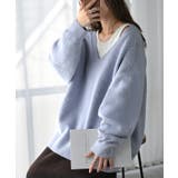 クリアブルー | ニット Vネック モヘアタッチ | HUG.U