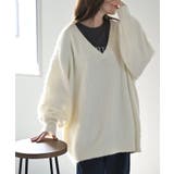 ホワイト | ニット Vネック モヘアタッチ | HUG.U