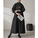 ブラック | ワンピース 異素材 ジャガード | HUG.U