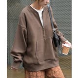 ブラウン | スウェット 裏起毛 ハーフジップ | HUG.U