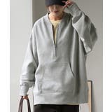 メランジグレー | スウェット 裏起毛 ハーフジップ | HUG.U