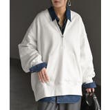 ホワイト | スウェット 裏起毛 ハーフジップ | HUG.U