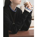 ブラック×ブルー | ニット 配色 トップス | HUG.U