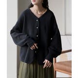 ブラック | カーディガン ニット ジャスト丈 | HUG.U