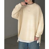 アイボリー×グレージュ | ニット 洗える トップス | HUG.U