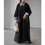 ブラック | ワンピース プリーツ 異素材 | HUG.U