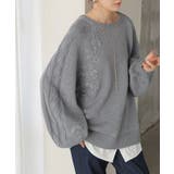 グレー | ニット 刺繍 綿100 | HUG.U