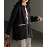 ブラック×グレー | ニット カーディガン 配色 | HUG.U