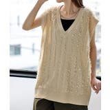 アイボリーベージュ | ベスト ニット フリンジ | HUG.U