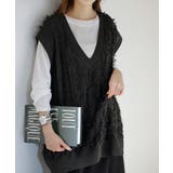 ブラック | ベスト ニット フリンジ | HUG.U