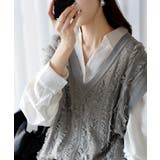 グレー | ベスト ニット フリンジ | HUG.U