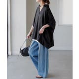 ブラック | シャツ スキッパーシャツ ブラウス | HUG.U