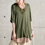 カーキ | Tシャツ レディース 半袖 Vネック 冷感 オーバーサイズ トップス 白T レ | HUG.U