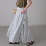 グレー×ホワイト | ワイドパンツ レディース 大きいサイズ ガウチョパンツ ワイドパンツルック | HUG.U