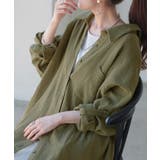 Wガーゼverカーキ | シャツ レディース ブラウス 長袖 チュニック 大きいサイズ ロングシャツ | HUG.U