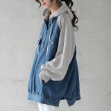 パーカー レディース デニム トレーナー ドッキング スウェット | HUG.U | 詳細画像20