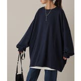 ネイビー(パイル地) | トレーナー レディース スウェット 薄手 大きいサイズ 無地 ビッグサイズ | HUG.U