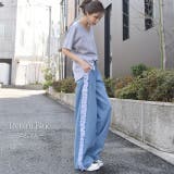 デニム パンツ ワイドパンツ 大きいサイズ ストレートパンツ フリル ジーンズ | HUG.U | 詳細画像9 