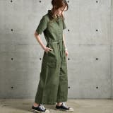 カーキ | オールインワン レディース サロペット ワイドパンツ 大きいサイズ 半袖 シャ | HUG.U