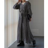 裏起毛ブラックローズ(レギュラー) | ワンピース シフォン 着痩せ ロングワンピース ロング ワンピ 花形 大きいサ | HUG.U