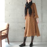 裏起毛キャラメル（レギュラー） | ワンピース シフォン 着痩せ ロングワンピース ロング ワンピ 花形 大きいサ | HUG.U