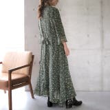 裏起毛グリーン（レギュラー） | ワンピース シフォン 着痩せ ロングワンピース ロング ワンピ 花形 大きいサ | HUG.U