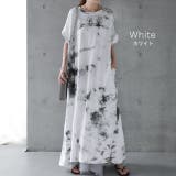 ワンピース レディース 秋 ロングワンピース 半袖 タイダイ柄 Tシャツワンピ | HUG.U | 詳細画像10 