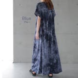 ワンピース レディース 秋 ロングワンピース 半袖 タイダイ柄 Tシャツワンピ | HUG.U | 詳細画像11 