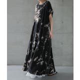 ワンピース レディース 秋 ロングワンピース 半袖 タイダイ柄 Tシャツワンピ | HUG.U | 詳細画像5 