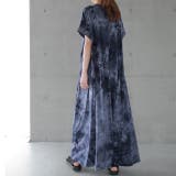 ブルー | ワンピース レディース 秋 ロングワンピース 半袖 タイダイ柄 Tシャツワンピ | HUG.U