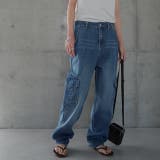 ブルー | パンツ デニム レディース デニムパンツ カーゴ ワイド ワイドパンツ 大きい | HUG.U